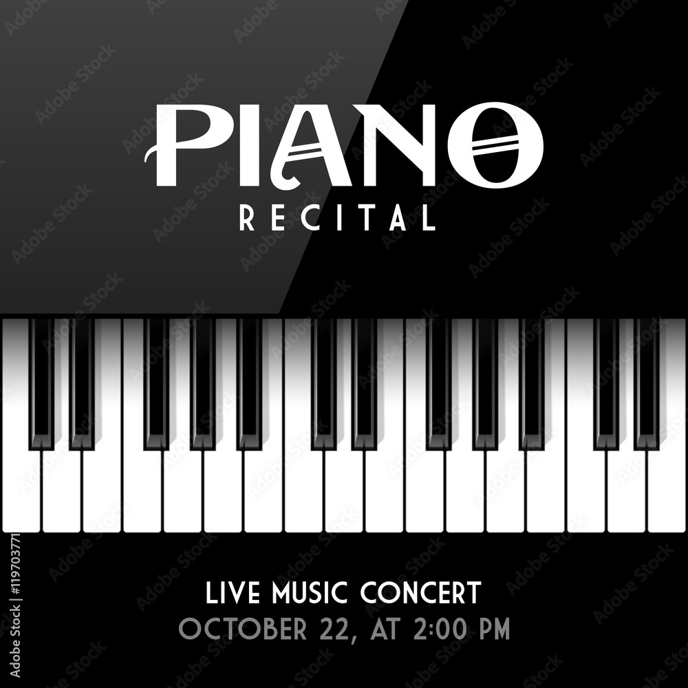 Fototapeta premium Piano recital poster, leaflet or invitation design template