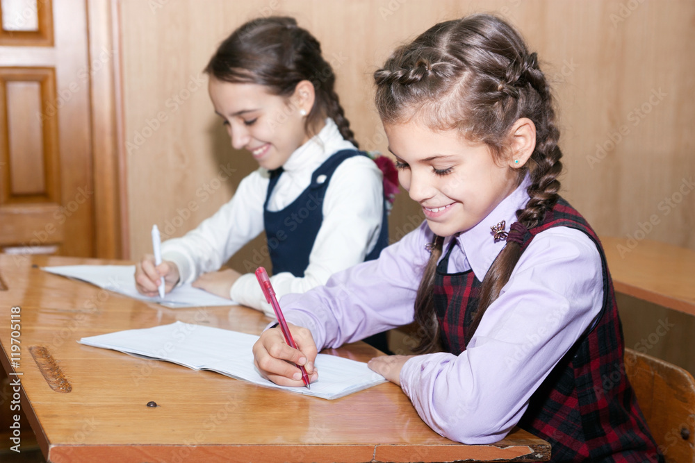 schoolgirl writing schoolgirl writing