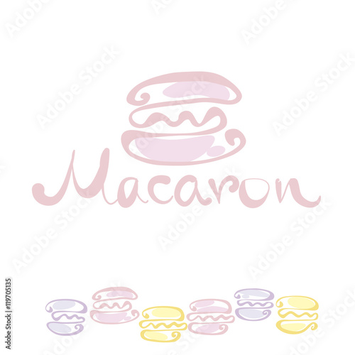 pale color macaron sweet cake. vector illustration .