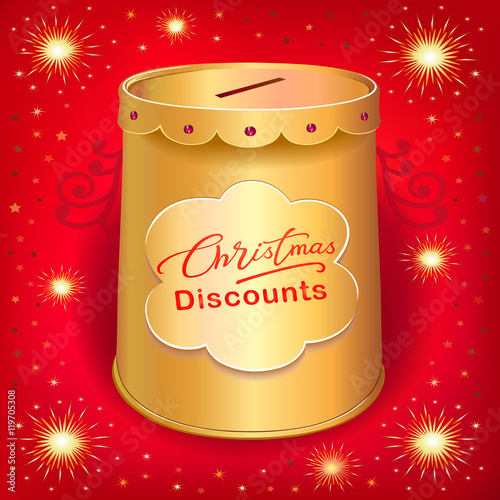 Xmas discounts holiday moneybox tin can