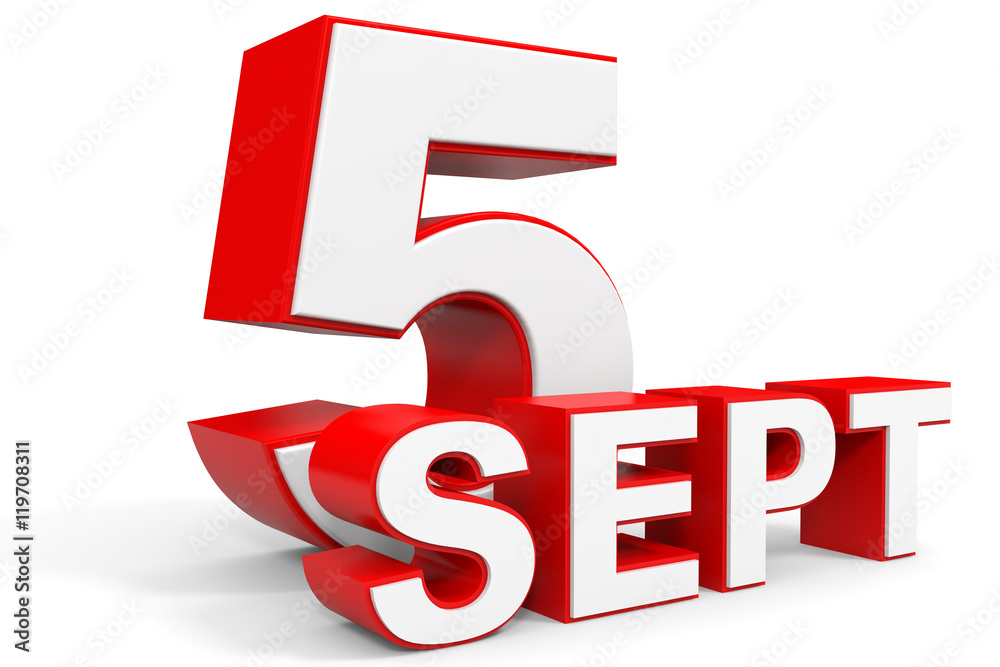 September 5. 3d text on white background. September 5. 3d text on white background.