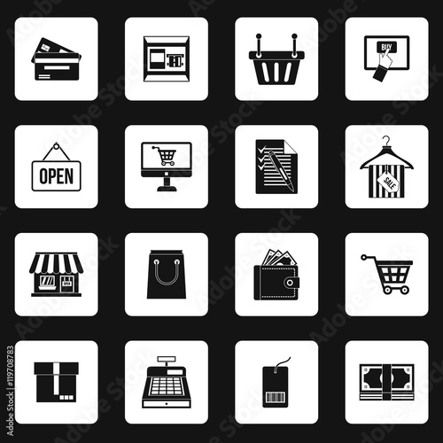 Supermarket icons icons set in simple style. Shopping elements set collection vector illustration