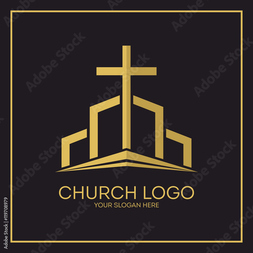 Church logo. Christian symbols. Jesus cross.