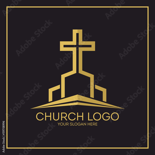 Church logo. Christian symbols. Jesus cross.