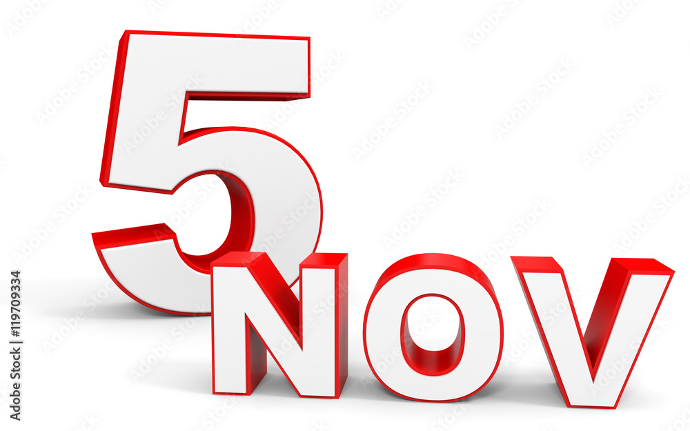 November 5. 3d text on white background. November 5. 3d text on white background.