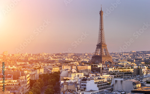 Eiffel tower view from the arc de triomphe in Paris, France © Production Perig