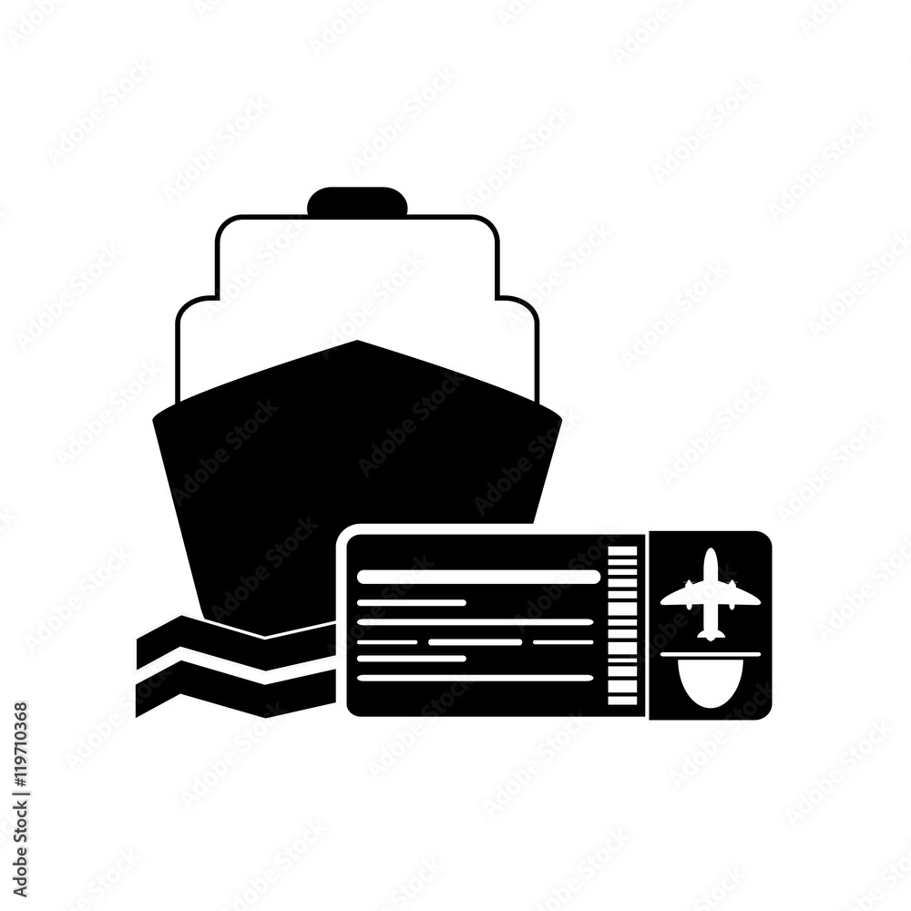 flat design cruise ship and boarding pass icon vector illustration flat design cruise ship and boarding pass icon vector illustration