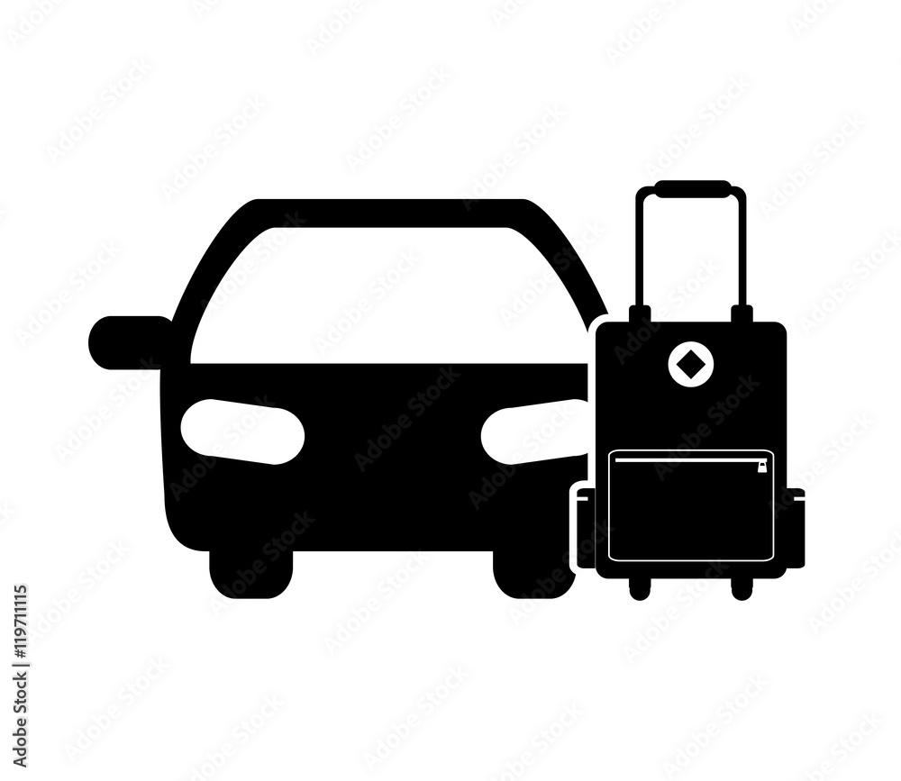 flat design car and suitcase icon vector illustration flat design car and suitcase icon vector illustration
