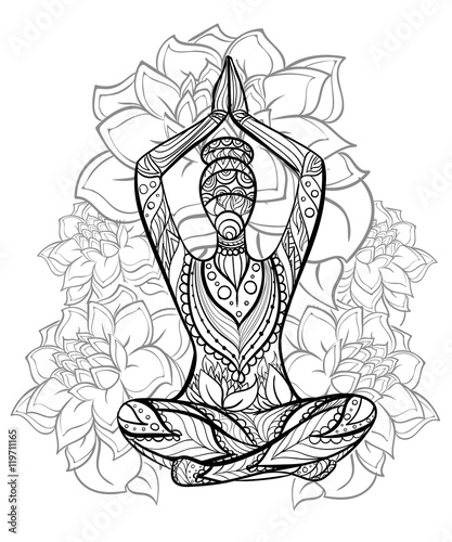 Hand drawn ink pattern. Coloring book for adult