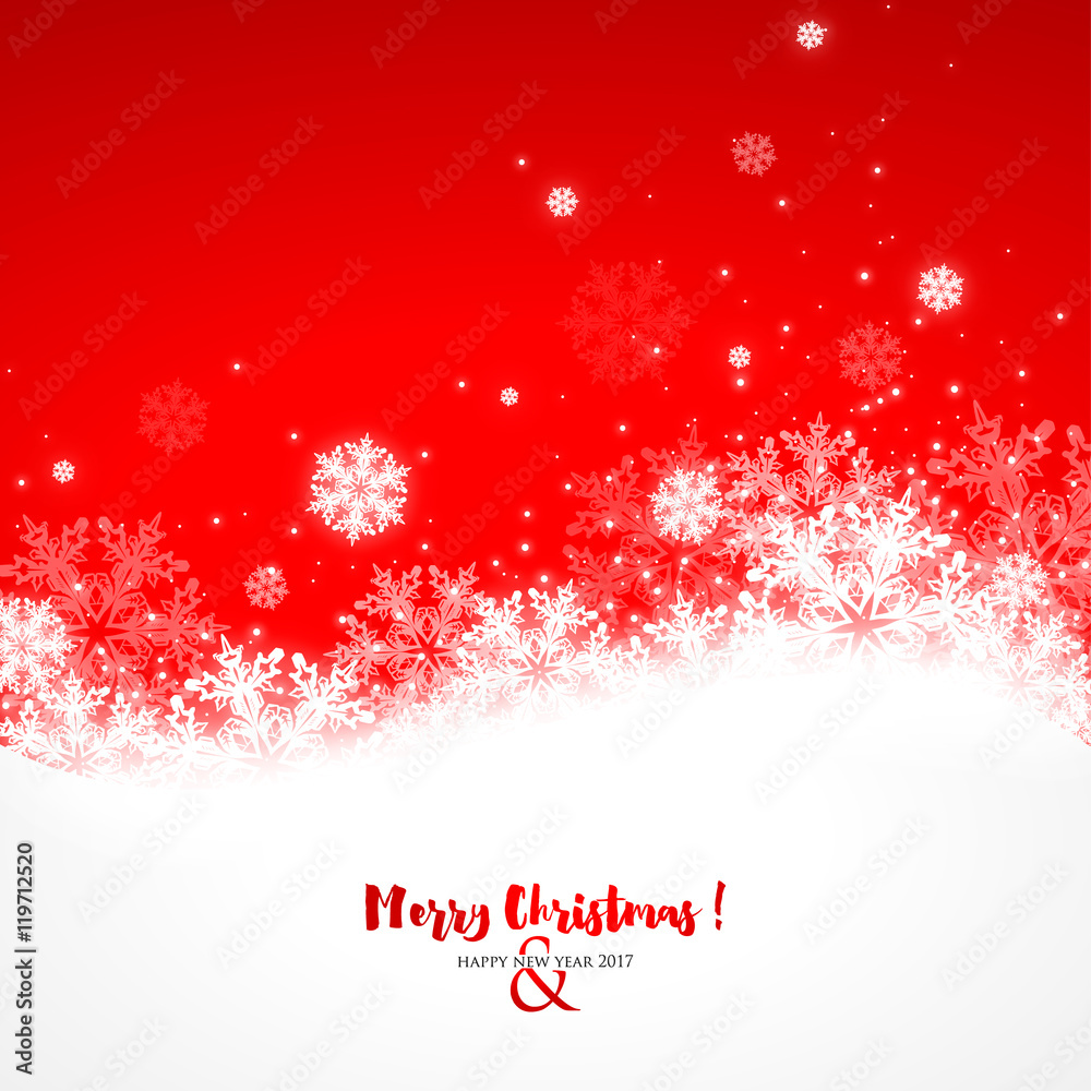 Christmas Card with snowflakes - Red version