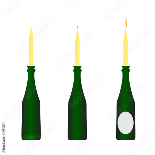 Bottle of wine with candles