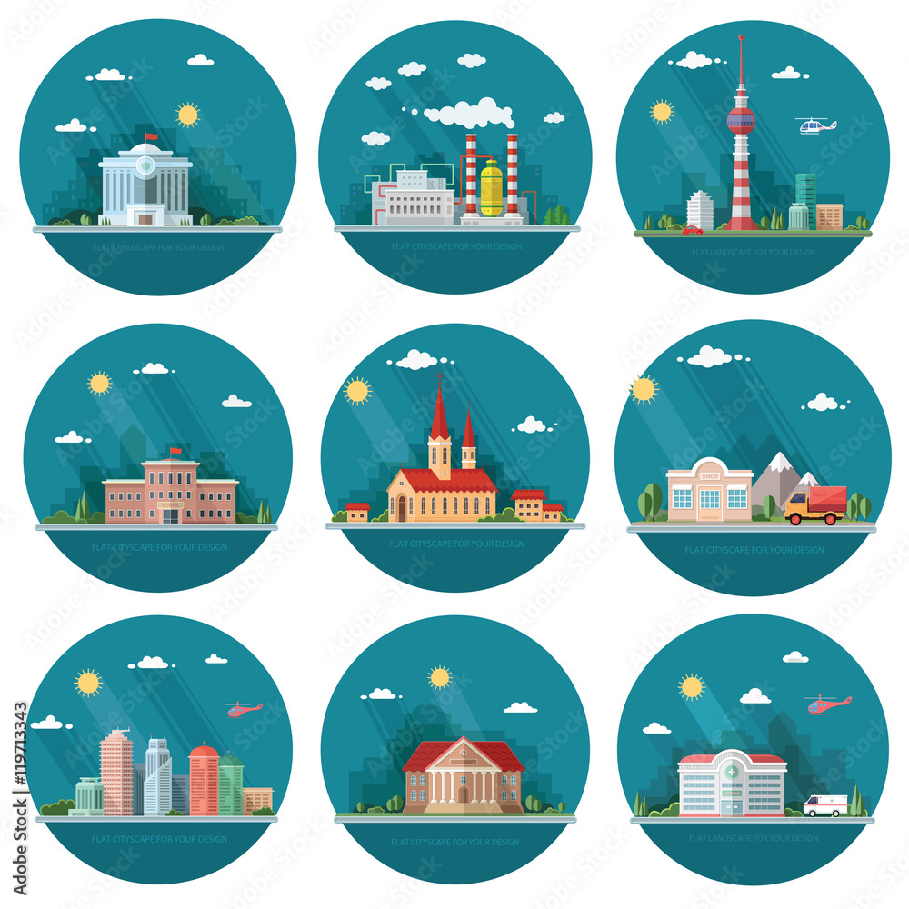 Mega Set of icons for your design. School, Town Hall, university