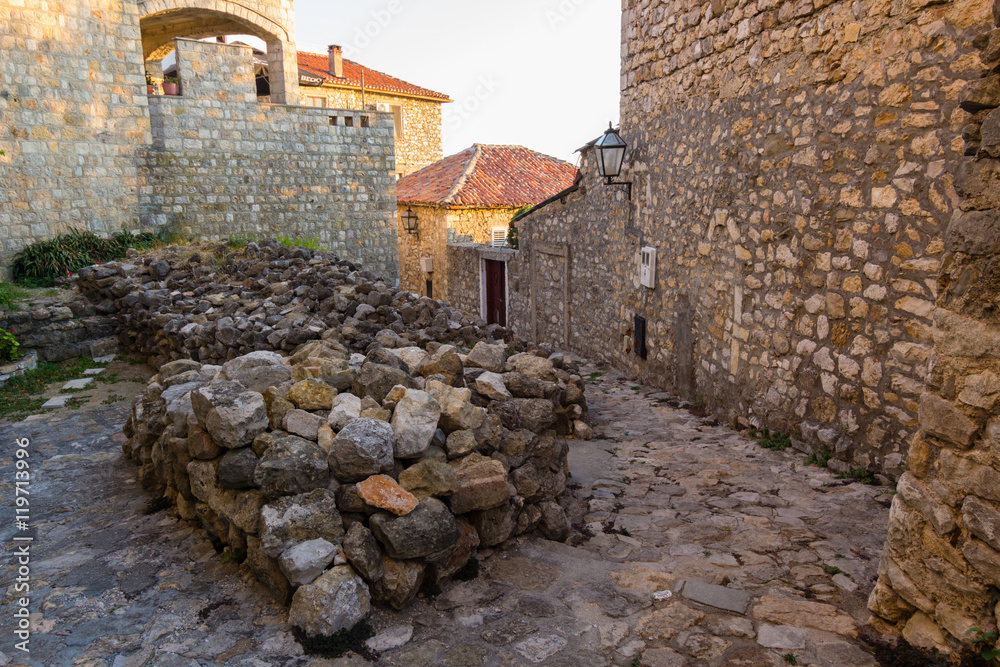 Stone houses in small old town in Monteegro