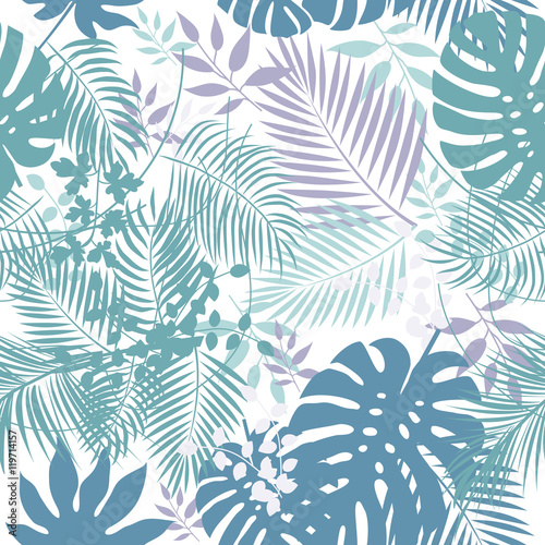 Leaves of palm tree seamless pattern 