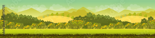 Mountains and forest, nature landscape