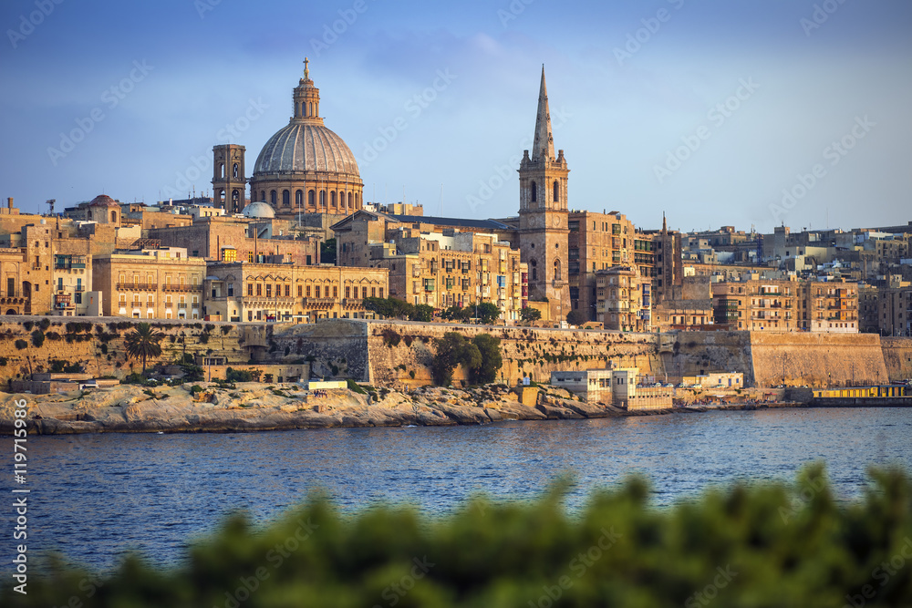 Valletta, Malta - The famous St.Paul's Cathedral in Valletta at sunset