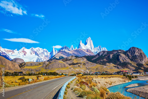 The sunny autumn day in Patagonia