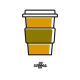Disposable chot coffee cup line icon