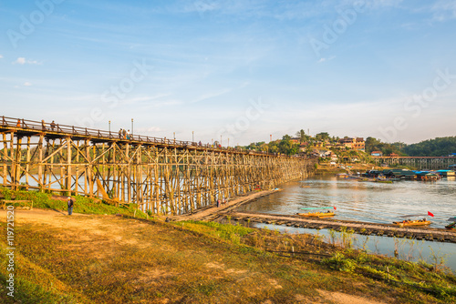 Wooden bridge (Mon Bridge) in Sangkhlaburi District, Kanchanabur