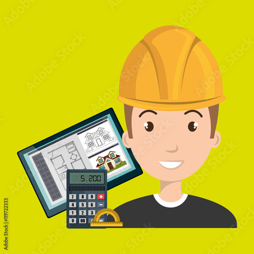 man architect protractor calculator vector illustration icon eps 10