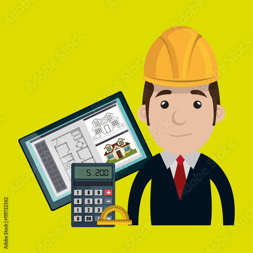 man architect protractor calculator vector illustration icon eps 10