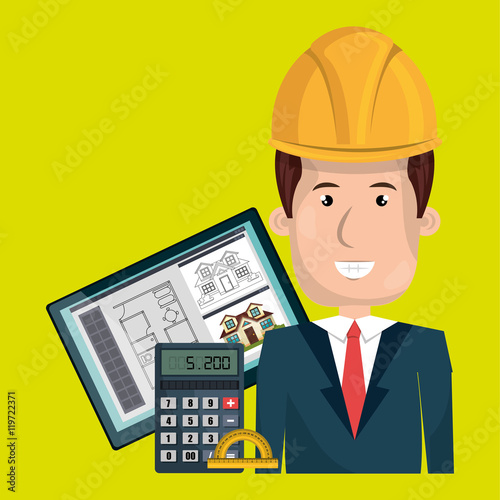 man architect protractor calculator vector illustration icon eps 10