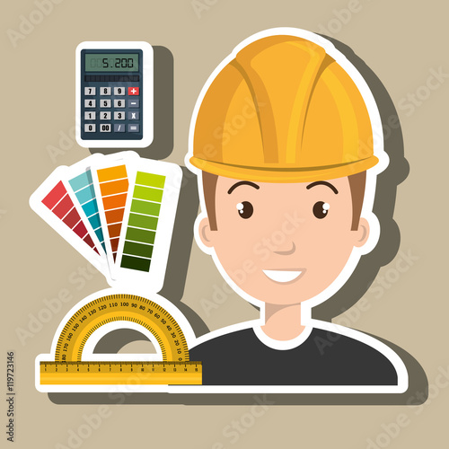 architect tool man work vector illustration icon