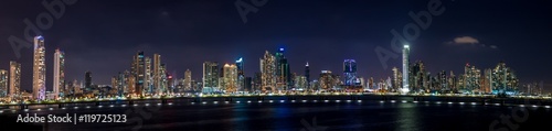 Panoramic view of Panama City Skyline at night - Panama City  Panama