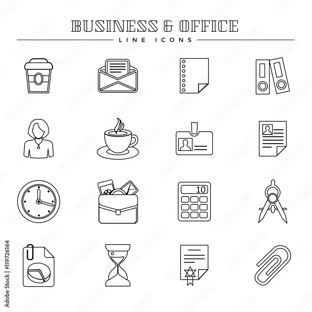 Business and office, line icons set Business and office, line icons set