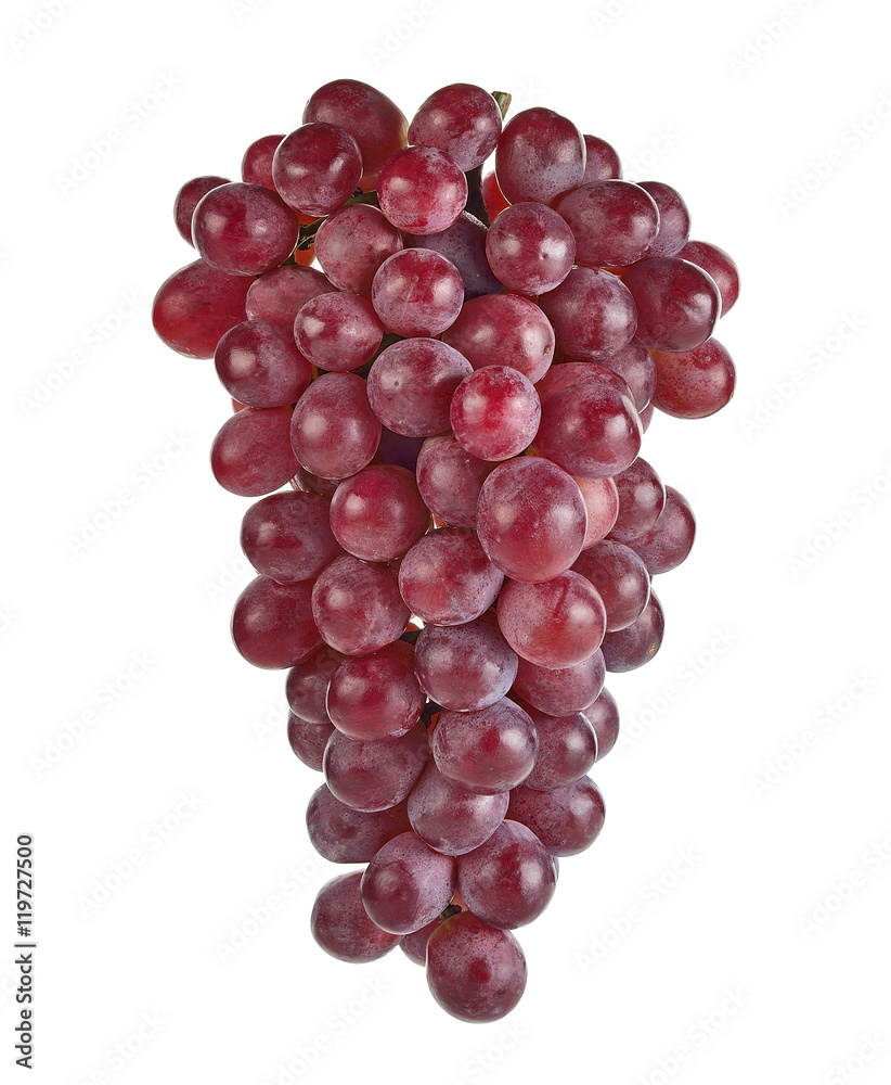 A cluster of red grapes isolated on white background A cluster of red grapes isolated on white background