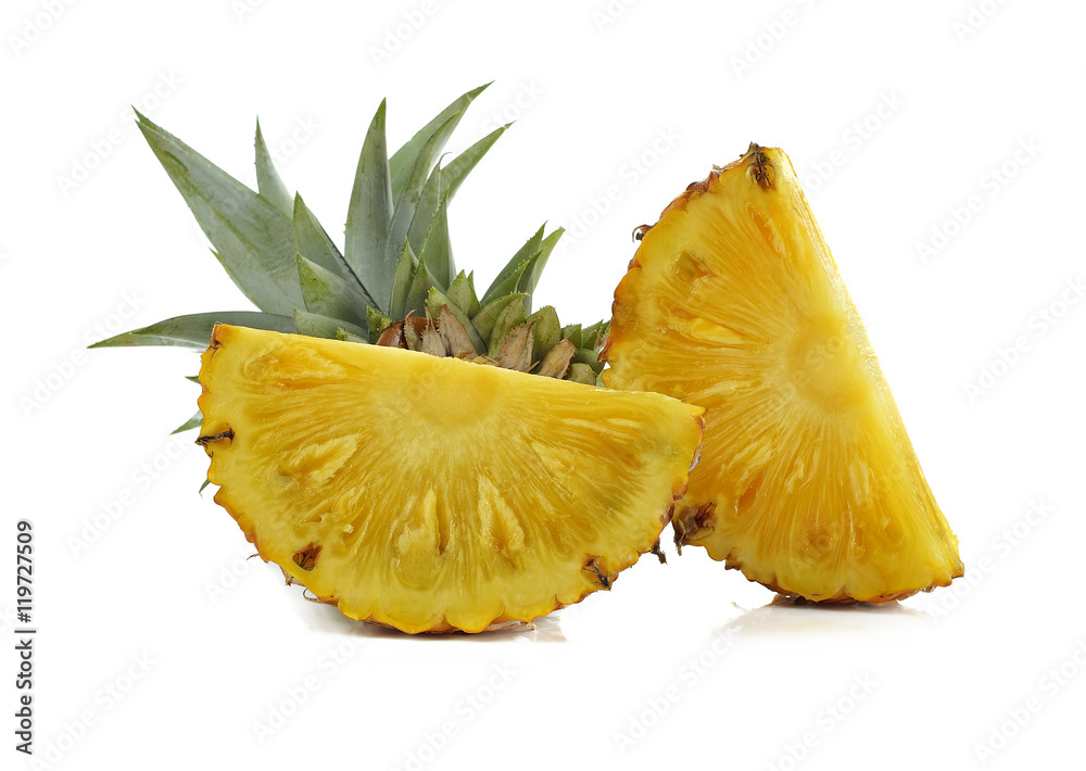 Sliced pineapple over white background Sliced pineapple over white background