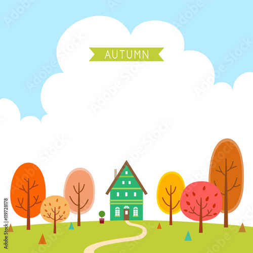 The house of the forest in autumn.
