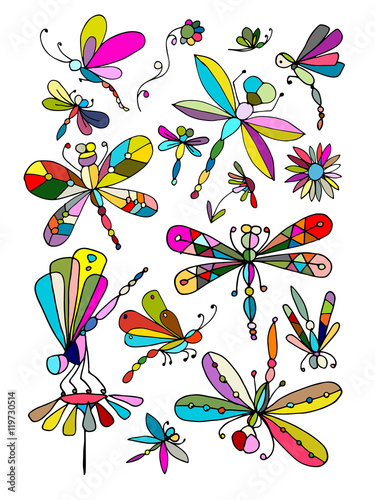 Dragonfly collection, sketch for your design