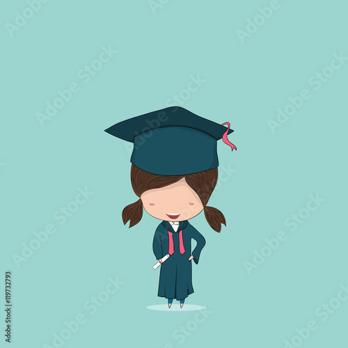 Girl graduated pupils, drawing by hand vector