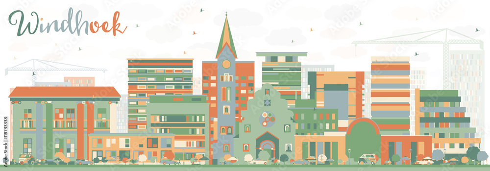 Abstract Windhoek Skyline with Color Buildings. Abstract Windhoek Skyline with Color Buildings.