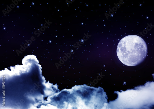  night sky with stars and moon