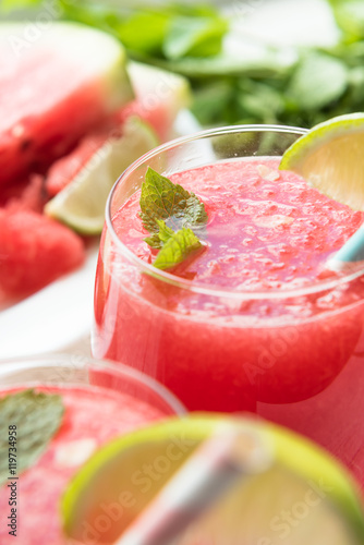 Watermelon drink in with fresh lime