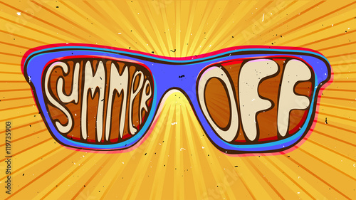 summer end illustration concept. sunglasses with lettering