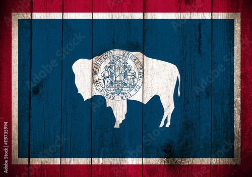 Wooden Flag of Wyoming, USA photo