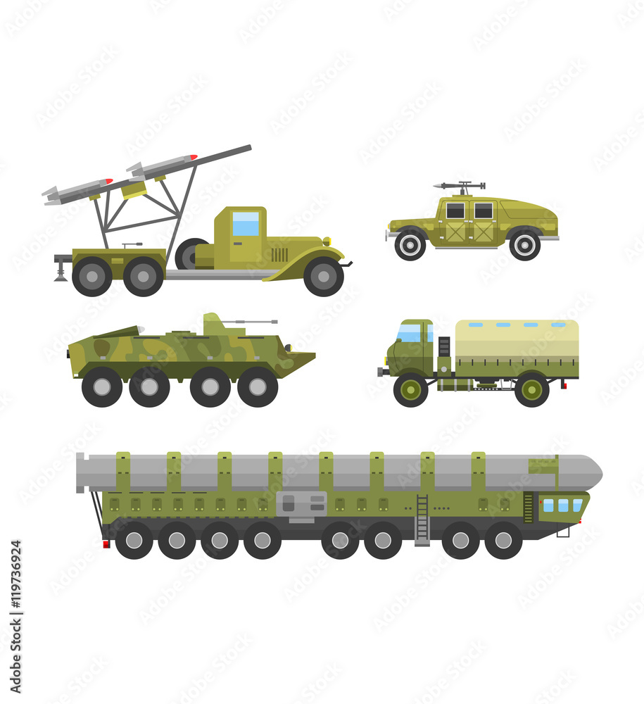 Military technic transport armor flat vector illustration. Military technic transport armor flat vector illustration.