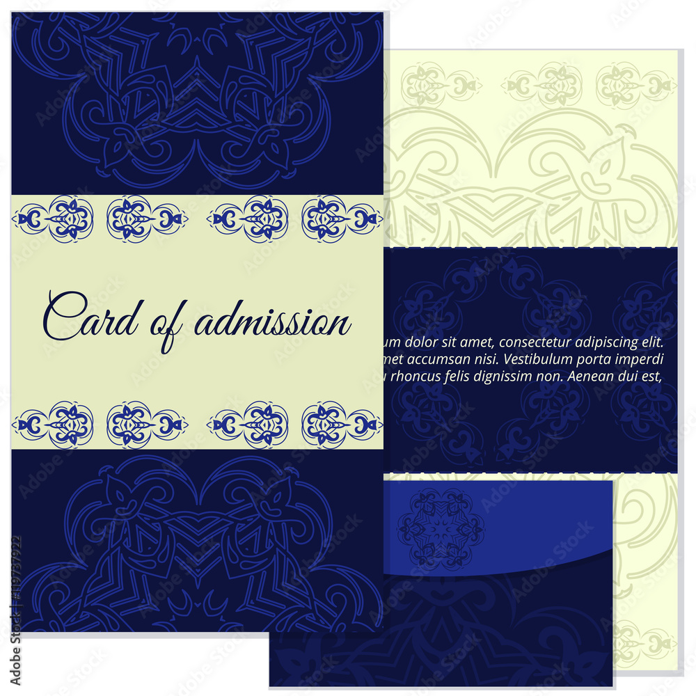 Set Vintage art, traditional  motifs elements. Vector decorative vintage postcard and envelope design for invitations.