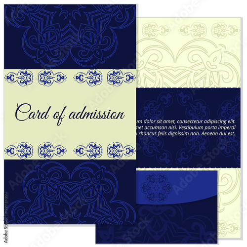 Set Vintage art, traditional motifs elements. Vector decorative vintage postcard and envelope design for invitations.