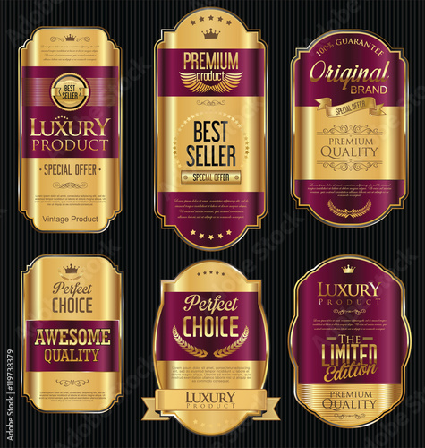 Golden sale labels retro vintage design collection