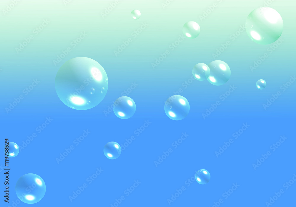 air bubbles on blue gradient background