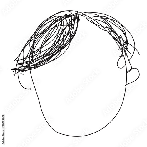 Doodle sketch of a hair style on white background