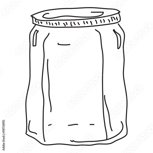 Doodle sketch of a jar on white background