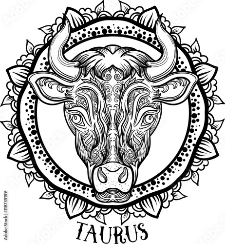 Detailed Taurus in aztec style