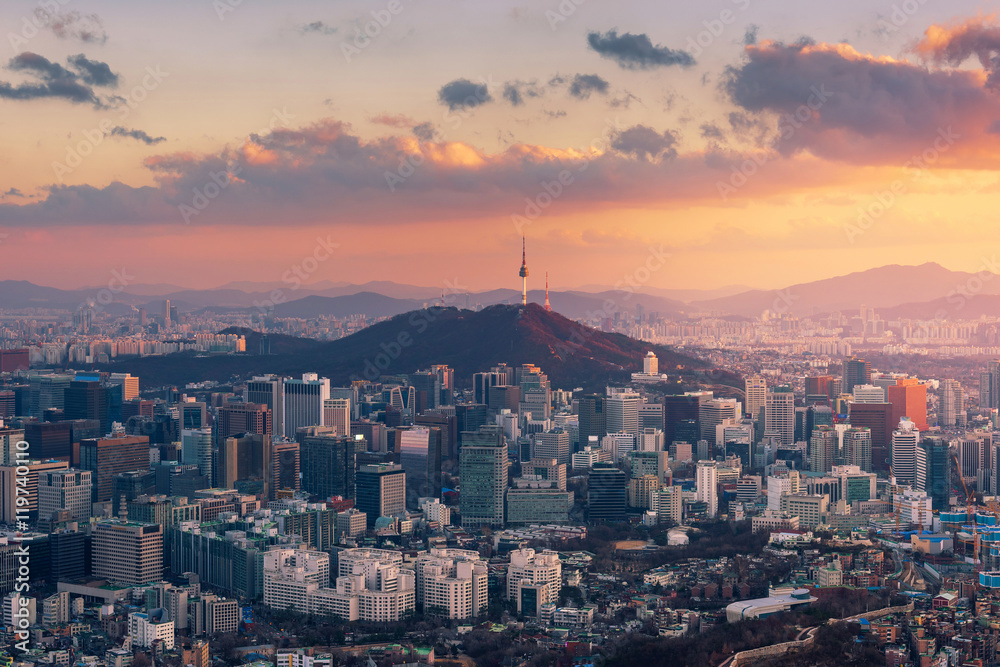 Sunset at Seoul City Skyline,South Korea