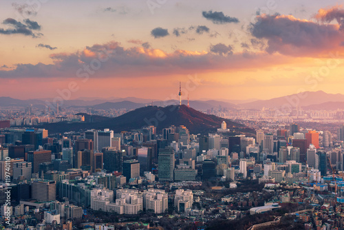 Sunset at Seoul City Skyline,South Korea © CJ Nattanai