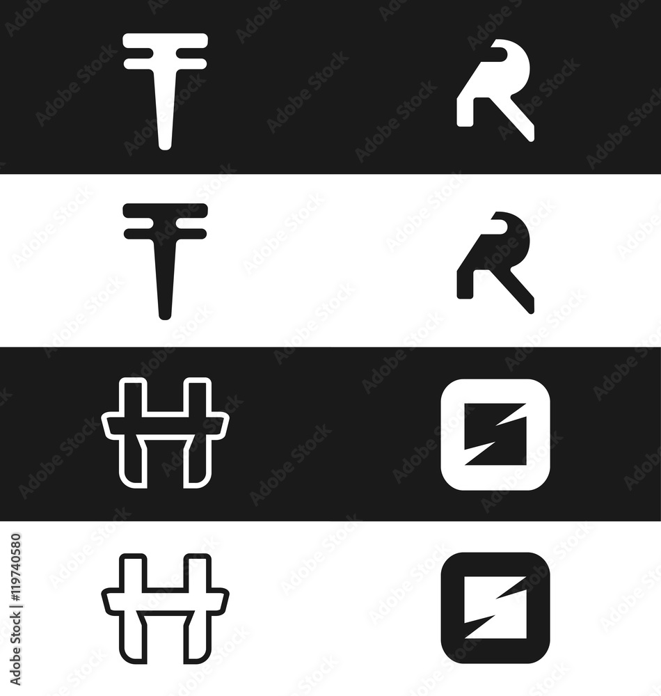 Vector abstract logo template set. Letter logo t, r, h, s Vector abstract logo template set. Letter logo t, r, h, s